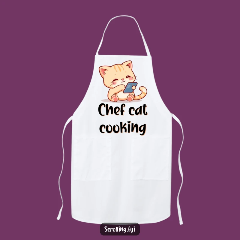 Funny Cat Phone Apron: Cute Cat Techie, Kitchen & Craft Protection, Perfect Funny Gift