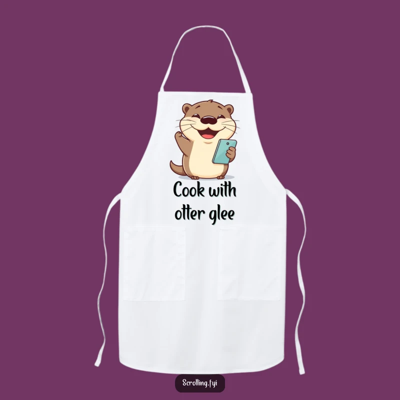 Funny Otter Phone Apron: Cook & Connect with Cheerful Style!