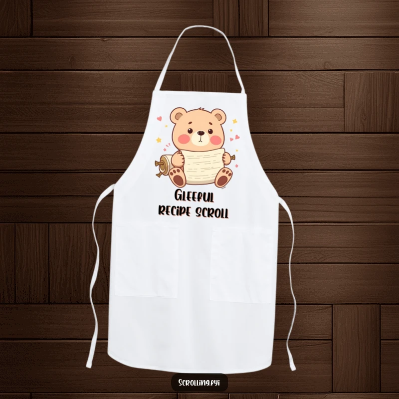 Funny Bear Apron: A playful bear scrolls through endless content, perfect for chefs who enjoy digital distractions.