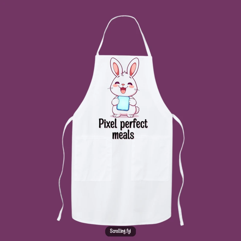 Funny Rabbit Phone Apron: Delighted Rabbit with Glowing Phone, Tech-Savvy Wear