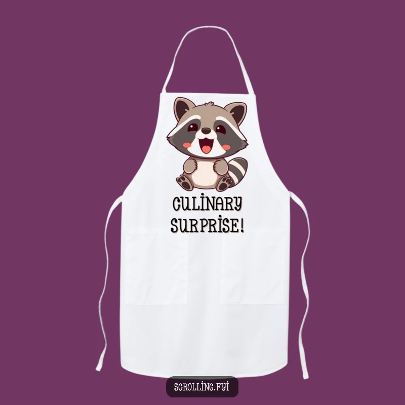 Funny Raccoon Apron: Surprised Delight in the Kitchen, Comical Chef Wear, Perfect Funny Gift