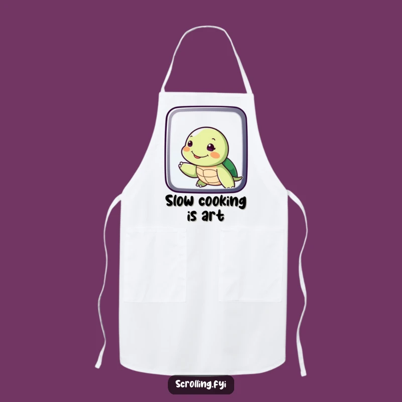 Funny Turtle Swiping Display Apron, Slow Pace Kitchen Wear, Perfect Funny Gift
