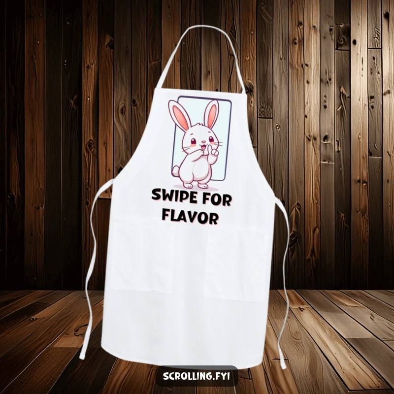 Funny Apron: A rabbit gleefully interacting with a giant touchscreen, perfect for adding humor to cooking or tech-related activities.