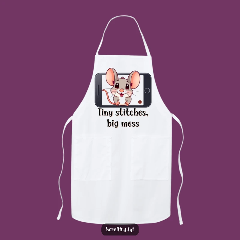 Funny Mouse Phone Apron: Hilarious Kitchen Accessory for the Focused Cook