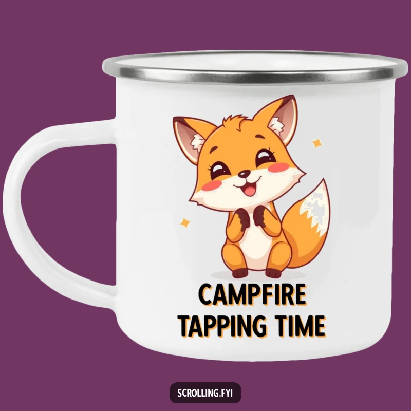 Funny Fox Typing Camping Mug: Cheerful Fox Tapping, Outdoor Productivity