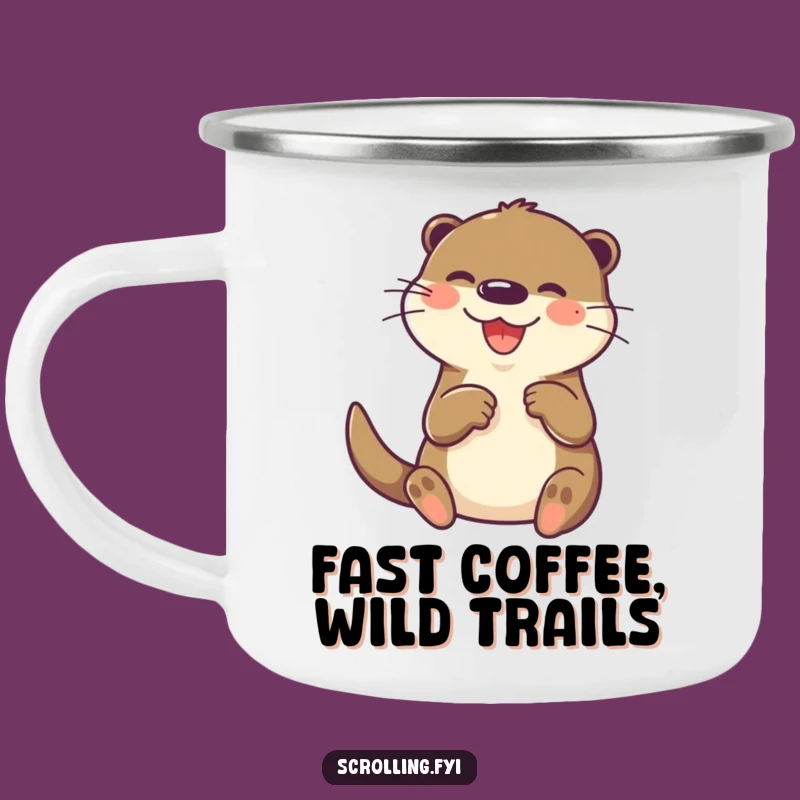 Funny Otter Tech Campfire Mug: Joyful Screen Tapping for Outdoor Gadget Fans