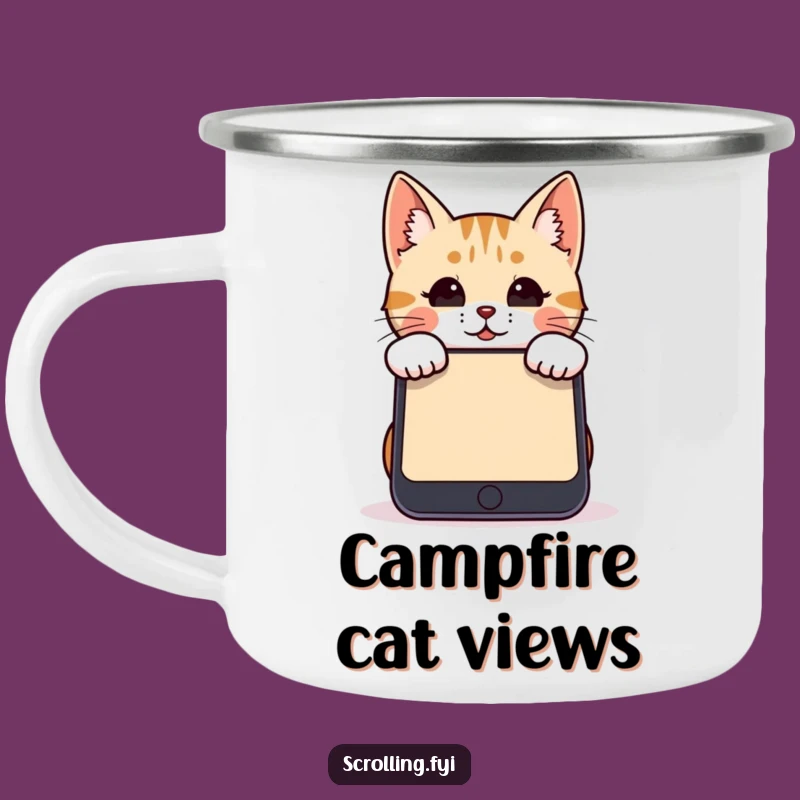 Funny Cat Smartphone Camping Mug: Hydration & Humor for Digital Nomads!