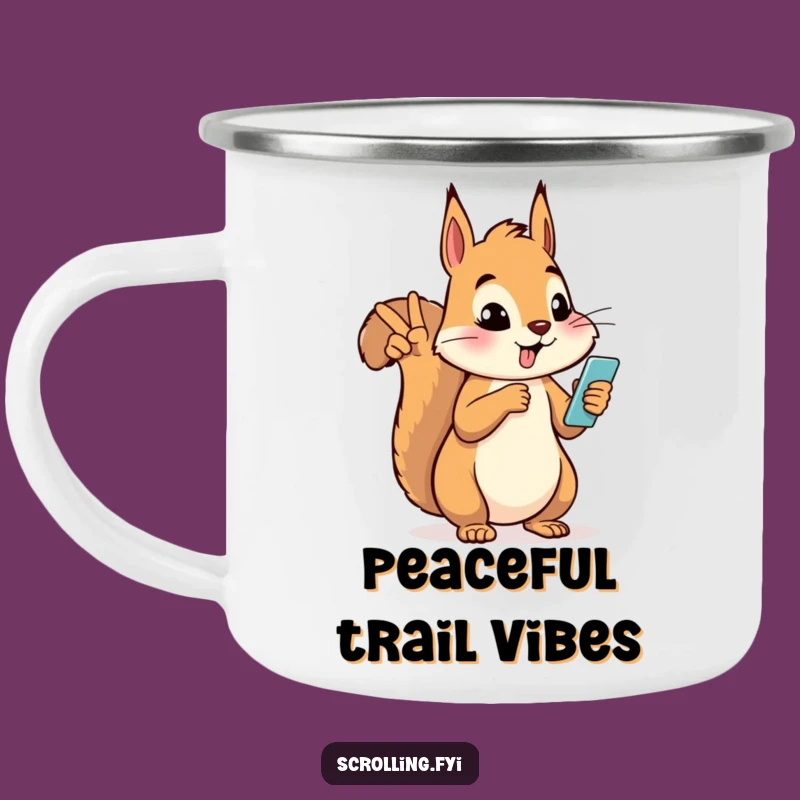 Funny Silly Squirrel Peace Camping Mug - Adventure Ready Groovy Fun
