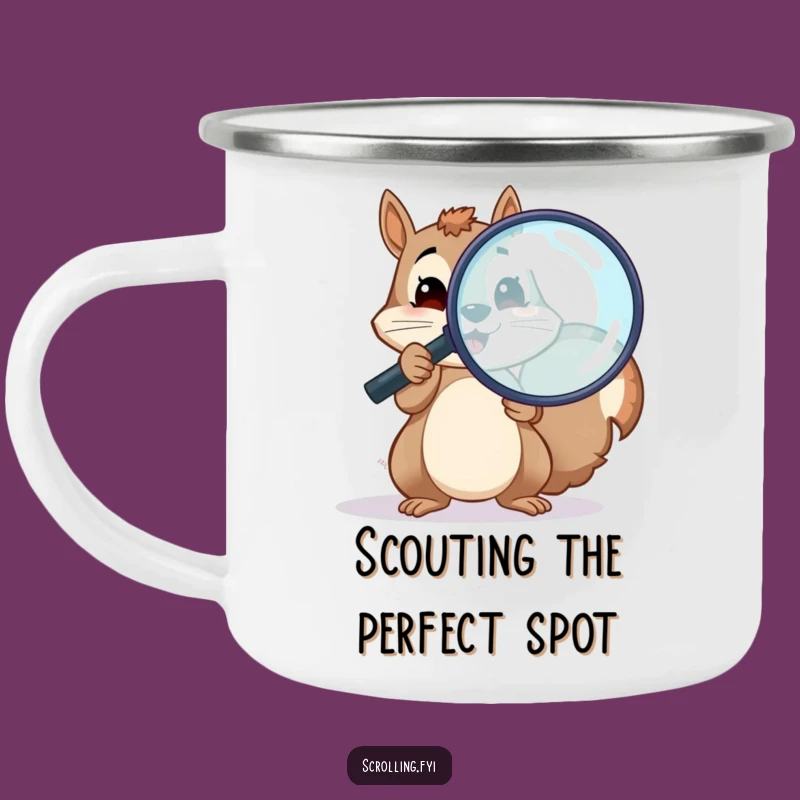 Funny Squirrel Enamel Mug: Rugged & Hilarious Investigator Camp Gift
