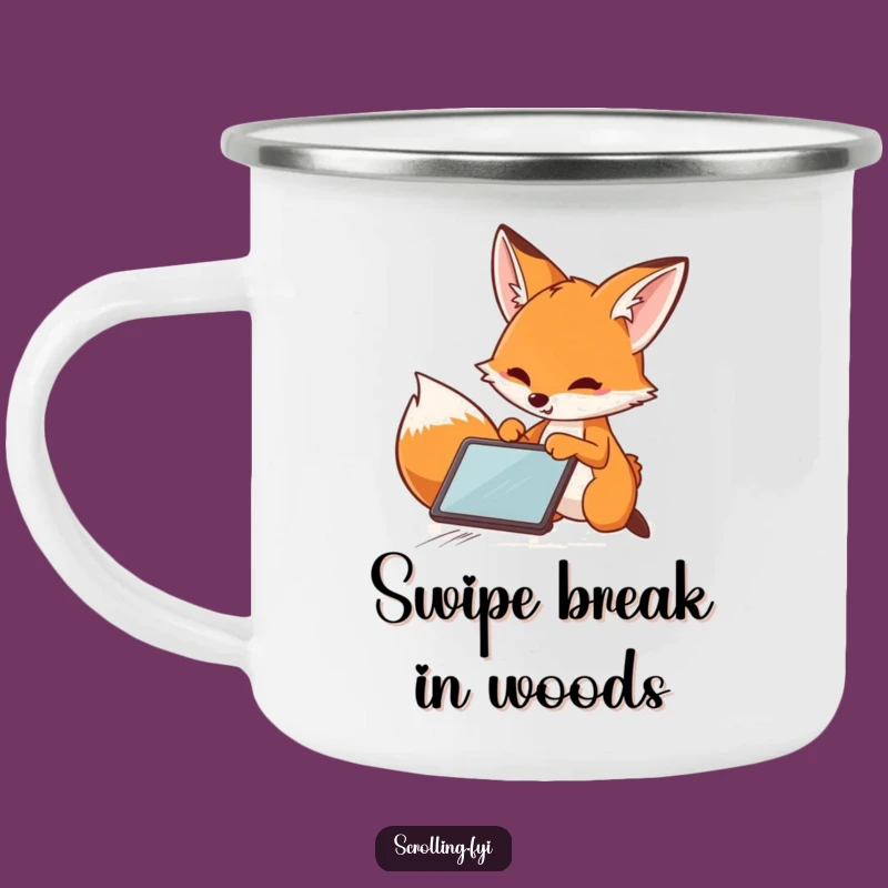 Funny Fox Camping Mug: Speedy Swiper Fox, Rugged & Hilarious Tech Gift!