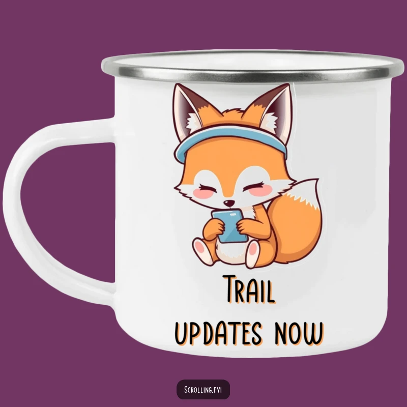 Funny Happy Fox Phone Camping Mug: Joyful Adventures with Tech