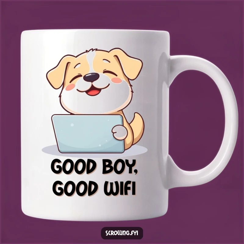 Funny Dog Tablet Joy Mug: Happy Pup's Screen Time, Perfect Relaxing Gift
