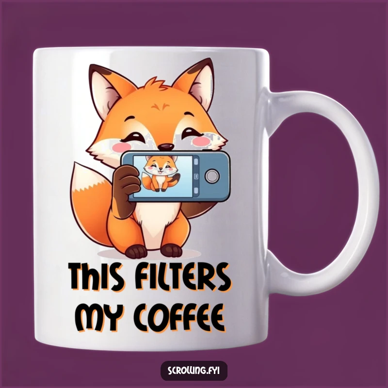 Funny Fox Photographer Mug: A Smiling Fox Capturing Memories With Its Phone