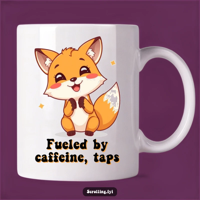 Funny Fox Typing Mug: Cheerful Fox Tapping Screen, Hilarious Keyboard Enthusiast Gift