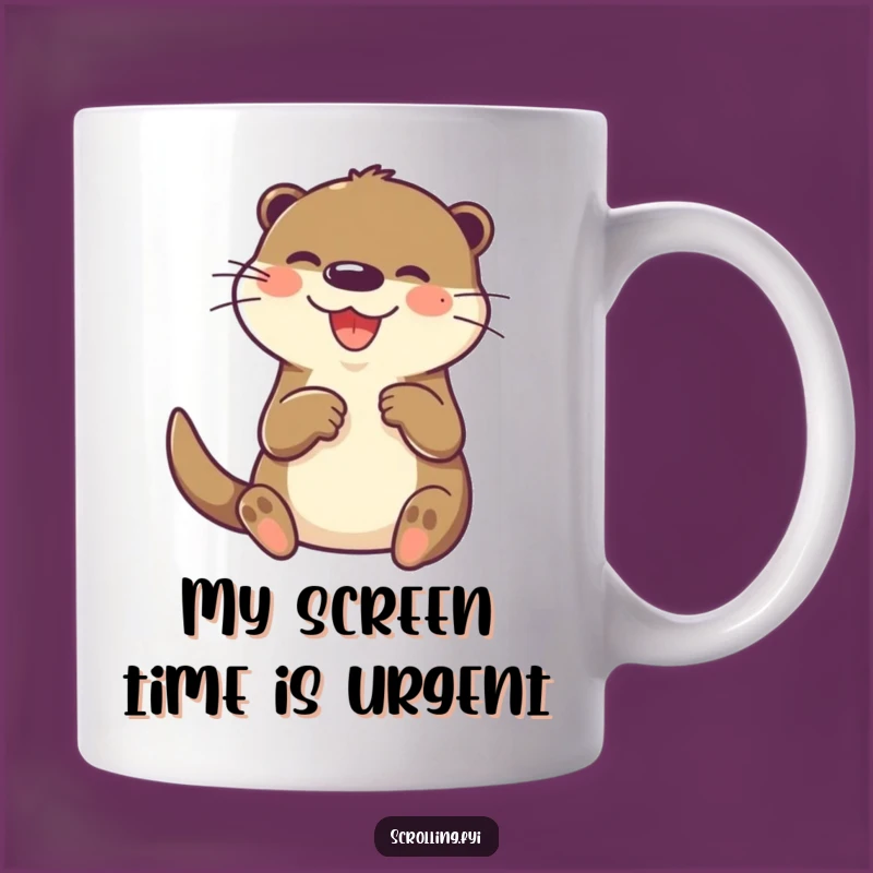 Funny Otter Tech Mug: Joyful Paw Tapping Screen Gift for Gadget Lovers