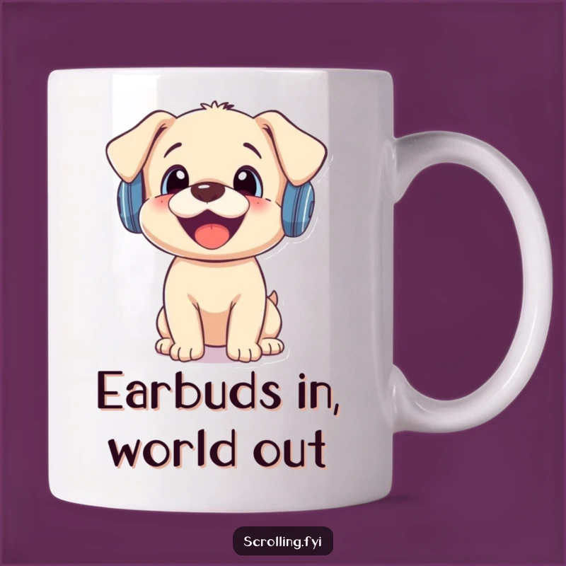Funny Puppy Notification Mug: Joyful Surprise Gift for Dog Lovers & Music Fans