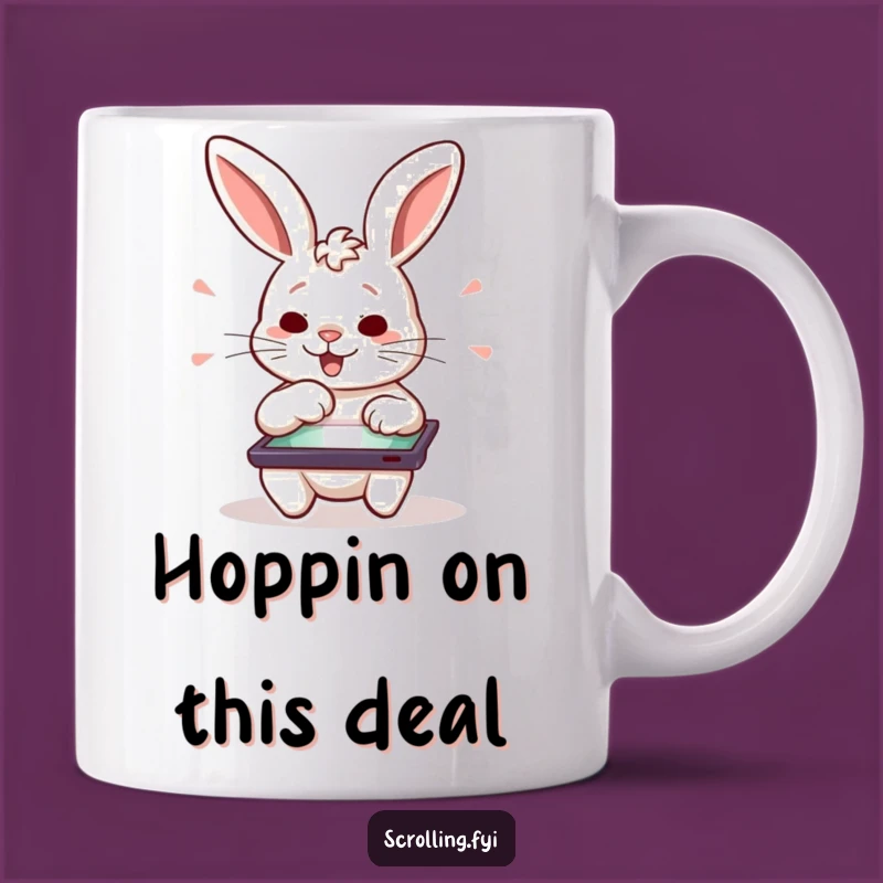 Funny Rabbit Gamer Mug: Excited Swiper Gift for Tablet Fans