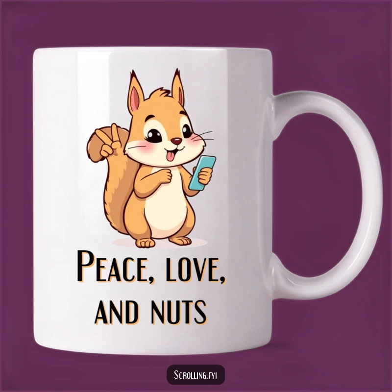 Funny Silly Squirrel Peace Phone Mug - Hilarious Groovy Gift