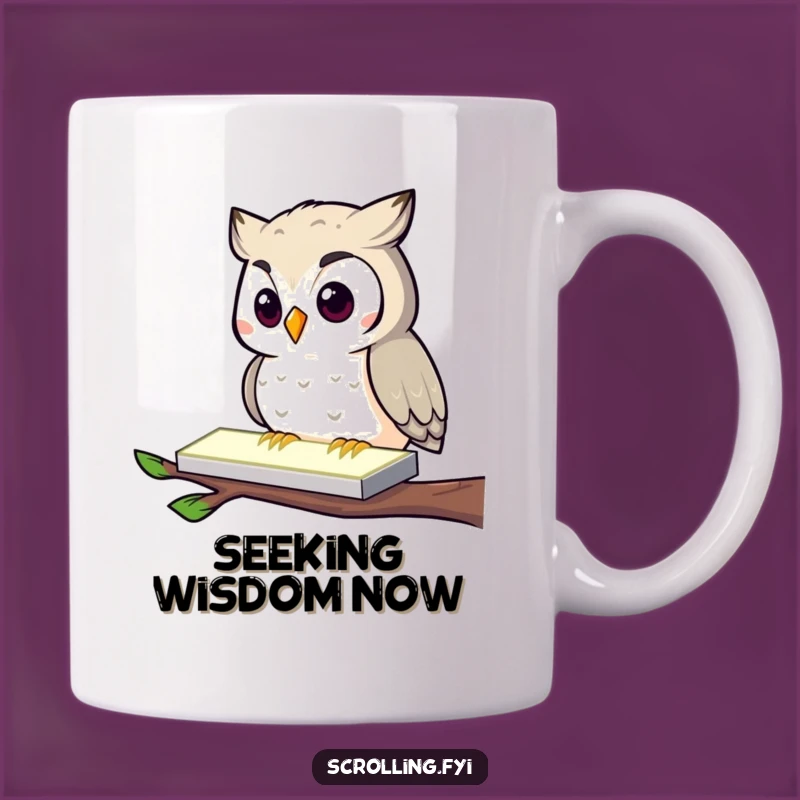 Funny Owl Tech Mug: Obsessed Owl Tapping Screen, Perfect Funny Gift