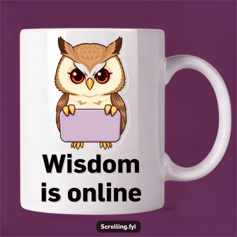 Funny Proud Owl Tech Gadget Mug - Hilarious Smart Bird Gift