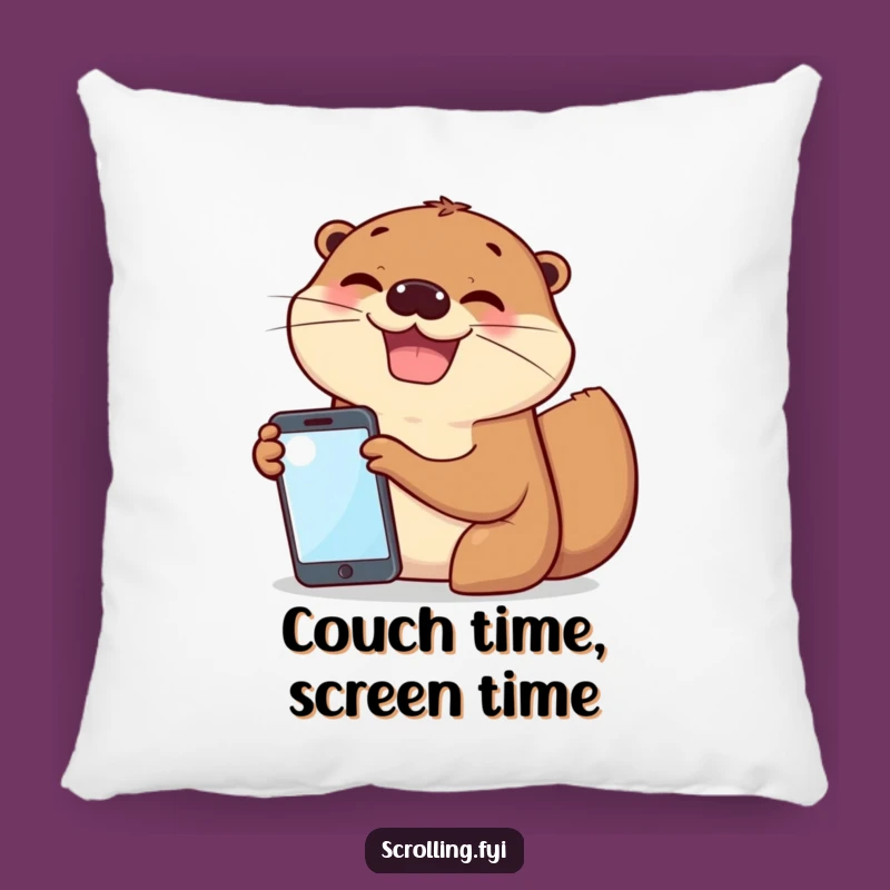 Funny Otter Sharing Pillow: Cozy Hugs and Screen Time Fun