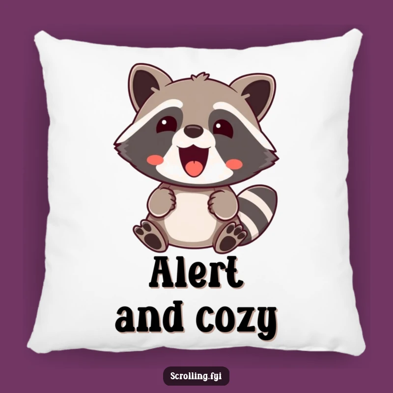 Cozy Funny Raccoon Pillow: Surprised Delight Decor, Soft Comical Accent, Wonderful Funny Gift