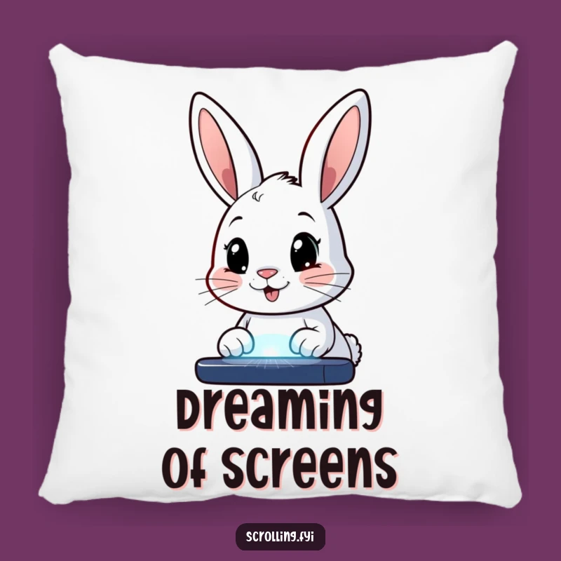 Funny Bunny Screen Pillow: Cozy Bunny Fanatic Cushion, Soft & Cute, Perfect Funny Gift