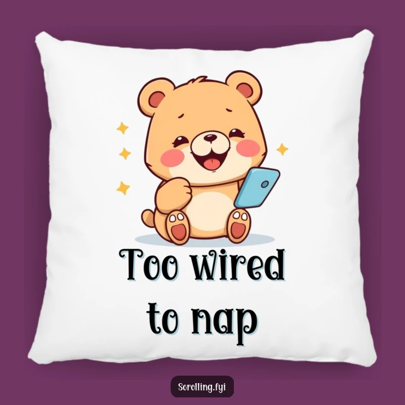 Funny Bear Pillow: Cozy & Hilarious Phone Addict Comfort, Great Funny Gift!