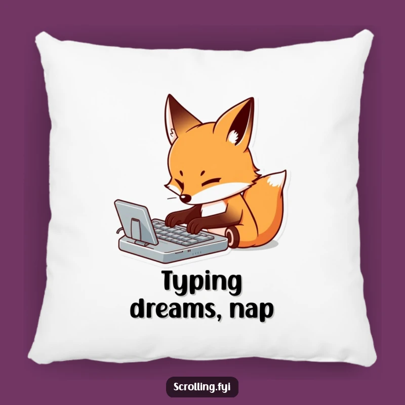 Funny Fox Typing Pillow: Cozy Focus Companion, Hilarious Gift