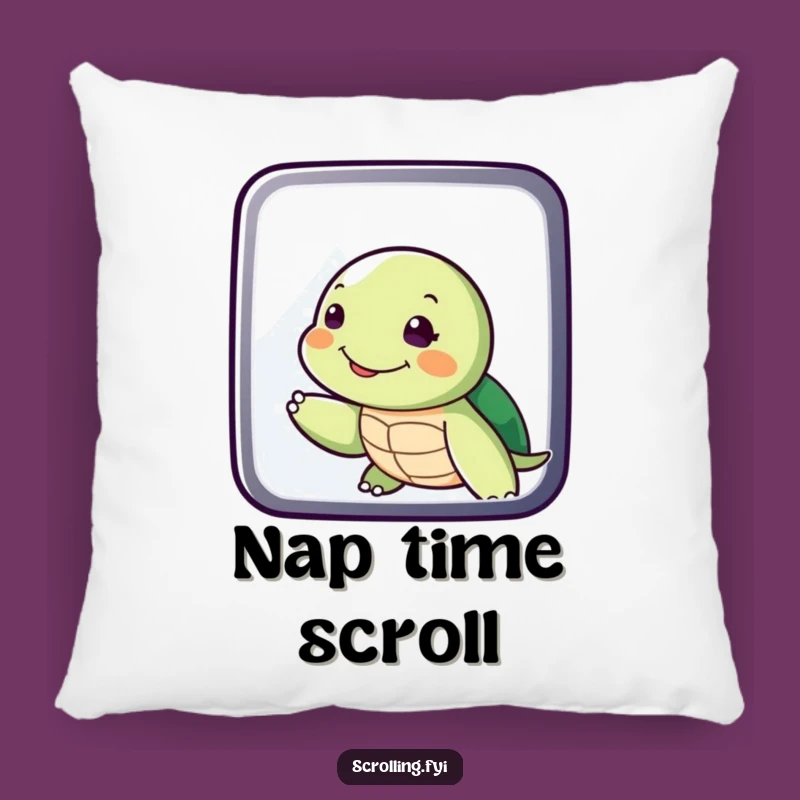 Funny Turtle Swiping Display Pillow, Cozy Slow Humor Cushion, Adorable Funny Gift