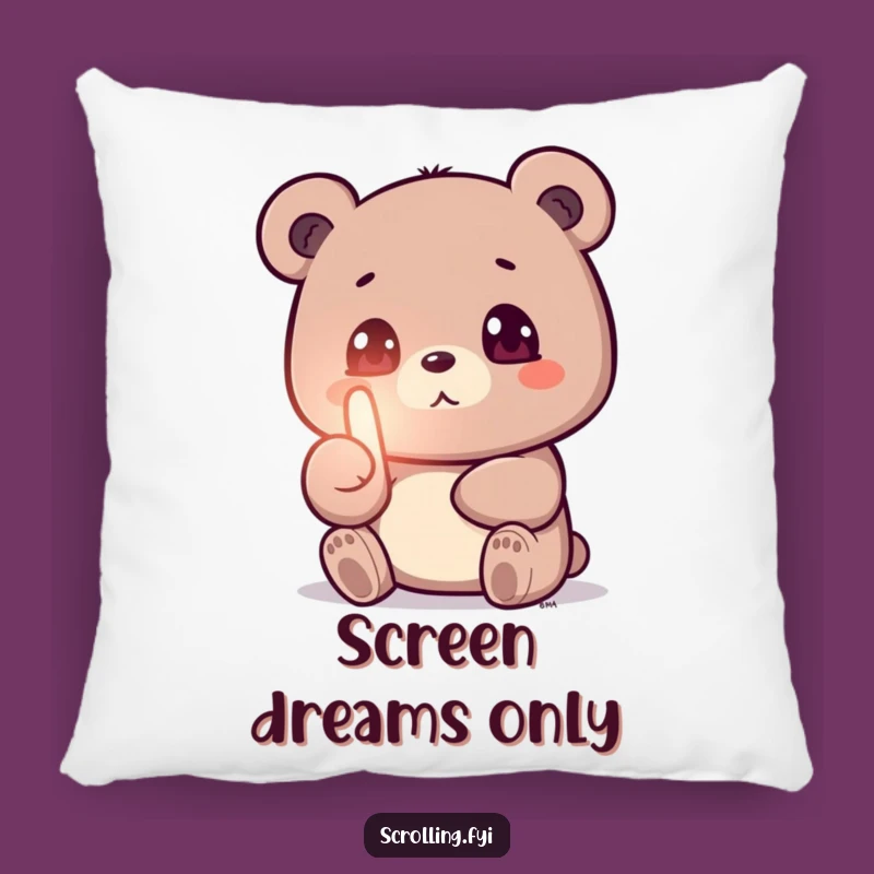 Funny Bear Screen Addict Pillow: Cozy Humor for Your Couch
