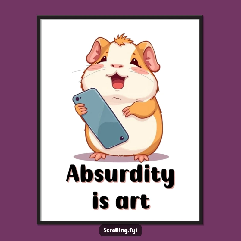 Funny Giggling Guinea Pig Digital Art: Hilarious Printable for Instant Home Laughter