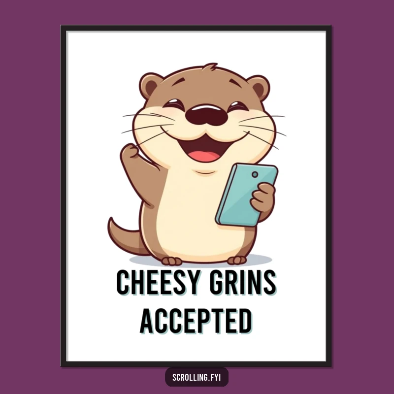 Funny Otter Phone Digital Print: Instant Joy for Your Walls!