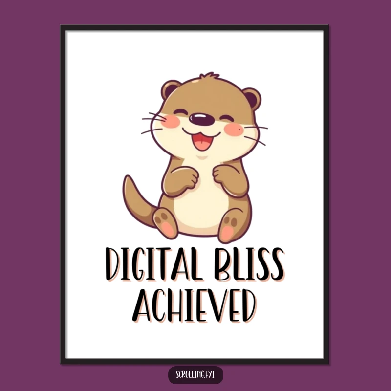 Funny Otter Tech Digital Art: Joyful Screen Tapping Print for Instant Decor