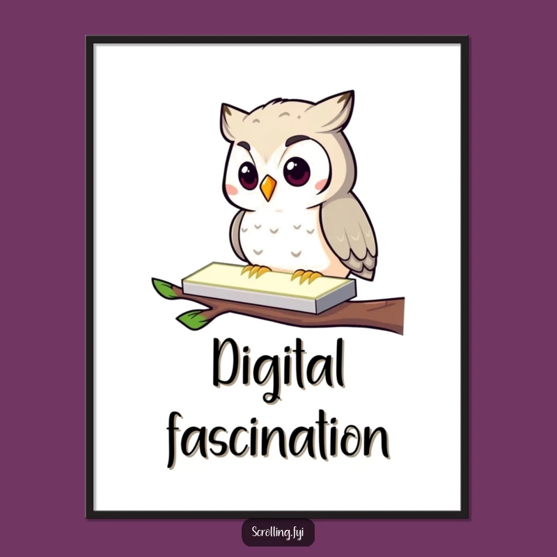Funny Owl Tech Digital Art: Modern Owl Printable for Instant Humor