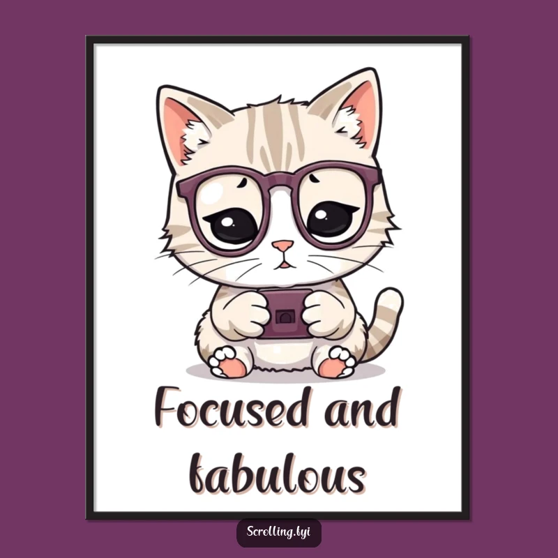 Funny Cat Digital Print: Instant Smart & Hilarious Wall Art Gift