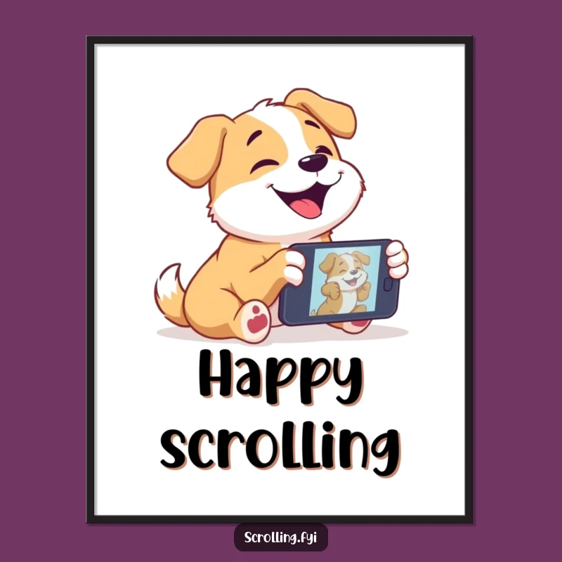 Funny Dog Digital Art: 'Mesmerized Pup' Print for Your Walls