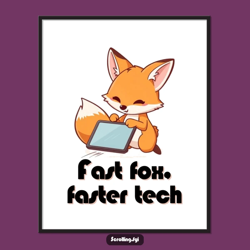 Funny Fox Digital Art: Speedy Swiper Print, Instant Humorous Decor Gift!