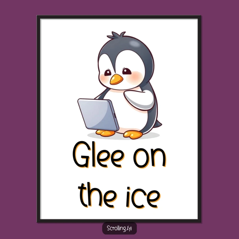 Funny Penguin Tablet Time Digital Art: Hilarious Decor for Entertainment Zones