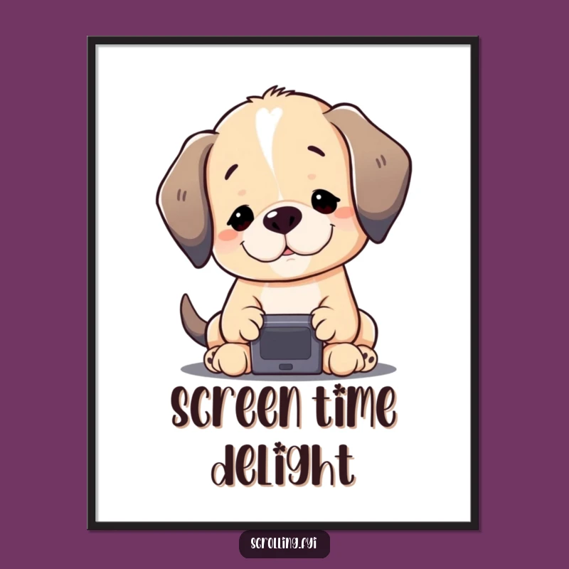 Funny Puppy Screen Digital Art: Adorable Dog Printable for Instant Charm