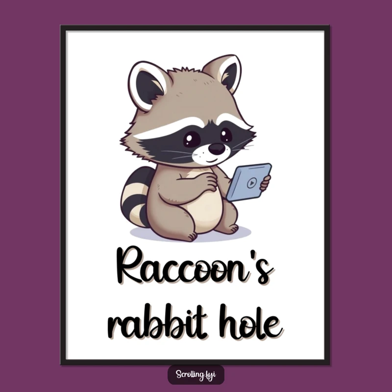Funny Raccoon Screen Time Digital Art: Hilarious Decor for Tech Enthusiasts