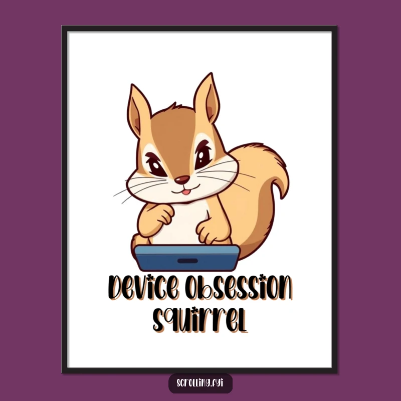 Funny Squirrel Digital Art: Intense Gamer Print, Instant Humorous Decor Gift!