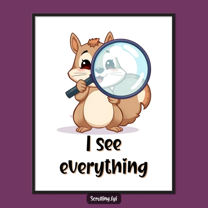 Funny Squirrel Digital Print: Instant Detailed Wall Art Gift