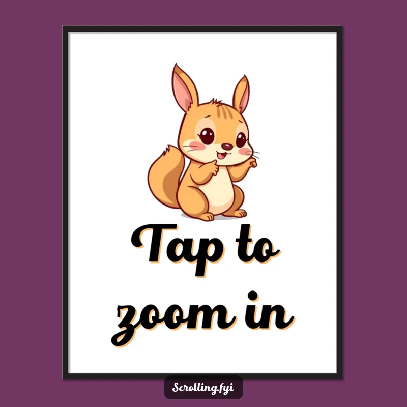 Funny Squirrel Tapping Digital Print - Amusing Wall Art for Tech Lovers
