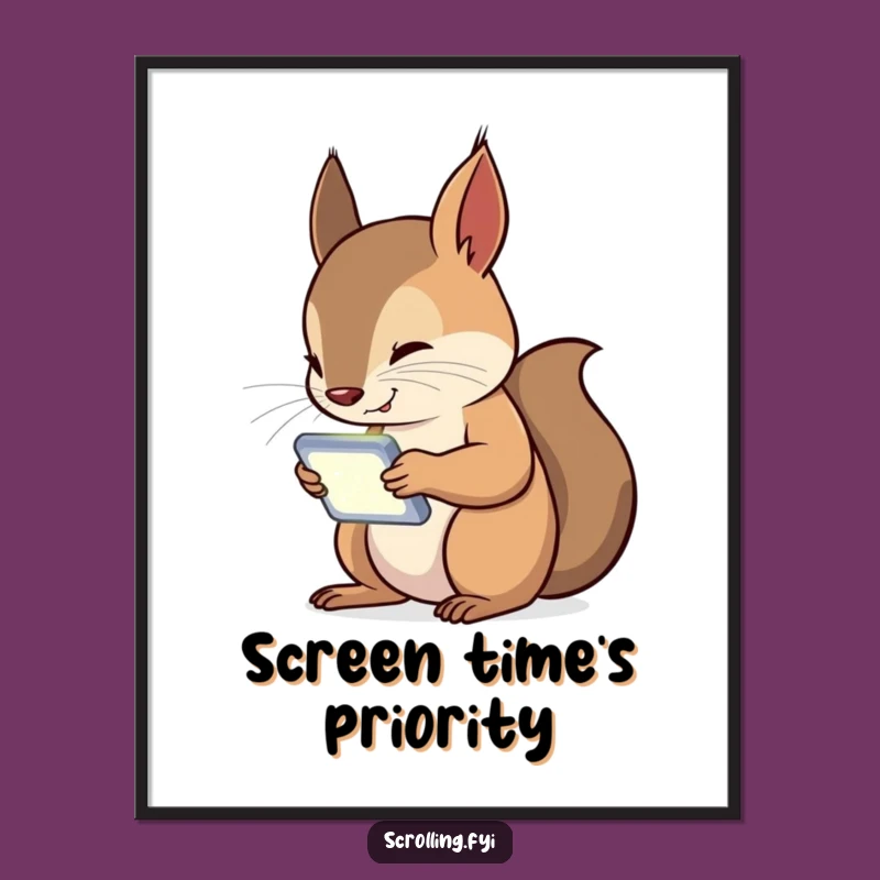 Funny Squirrel Tech Addict Digital Art: A Curious Critter Glued to Its Device Screen