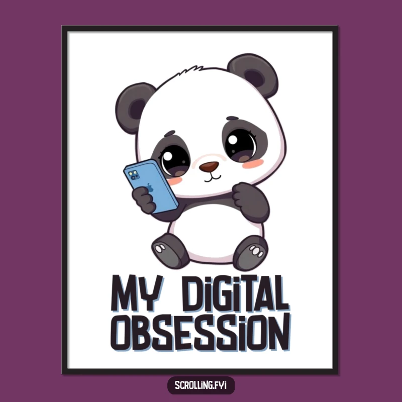 Funny Panda Phone Digital Print: Instant Tech Humor for Your Walls