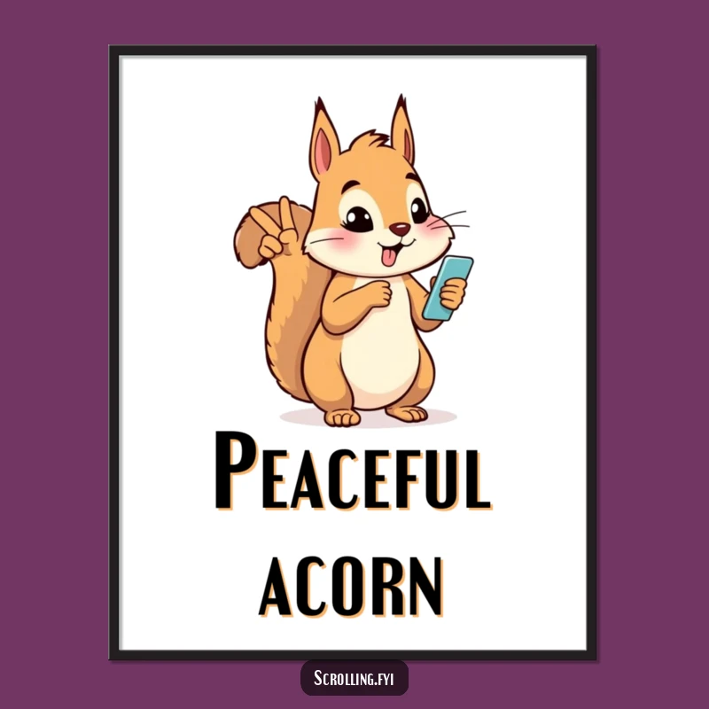 Funny Silly Squirrel Peace Digital Print - Instant Groovy Decor