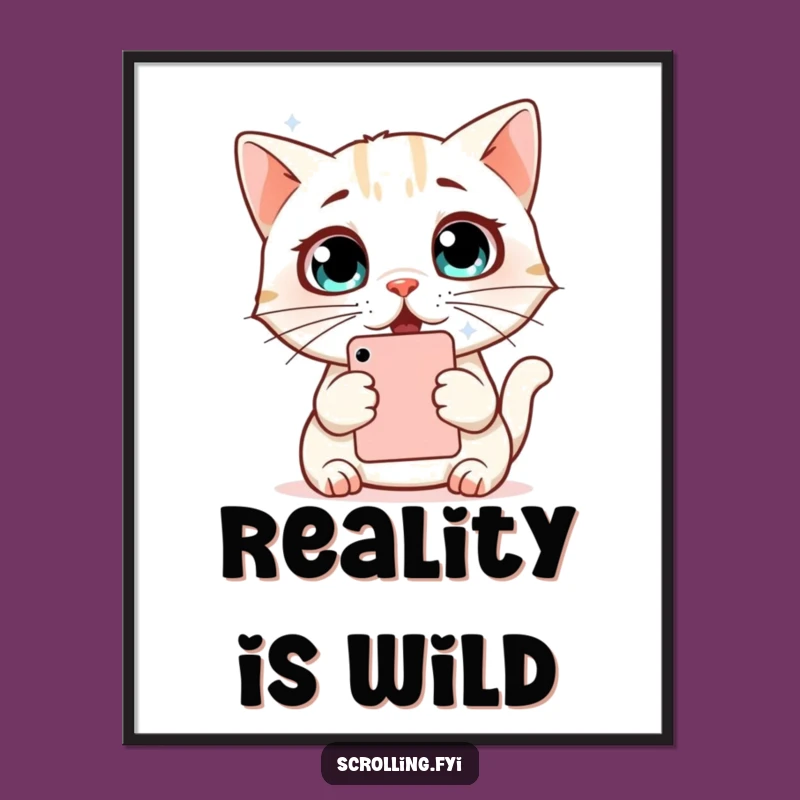 Funny Surprised Cat Digital Art: Instant Phone Amazement Decor, Downloadable Funny Gift