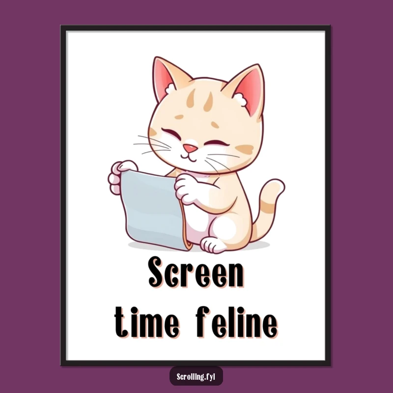 Funny Cat Scrolling Digital Print: Hilarious Feline Art, Buy Funny Gift!