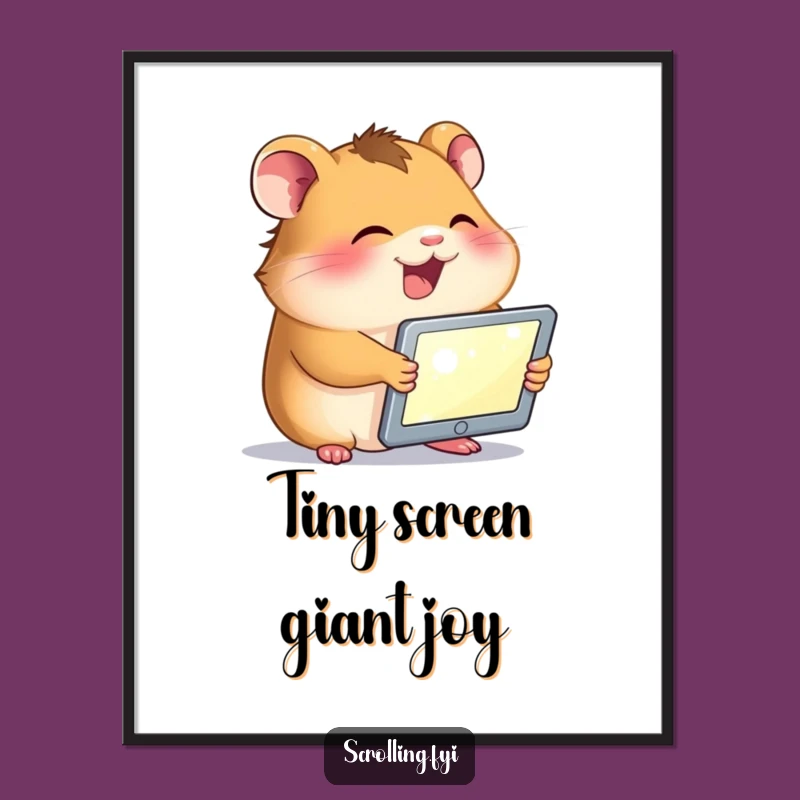Funny Hamster Tablet Digital Art: Printable Cute Tech, Hilarious Gift